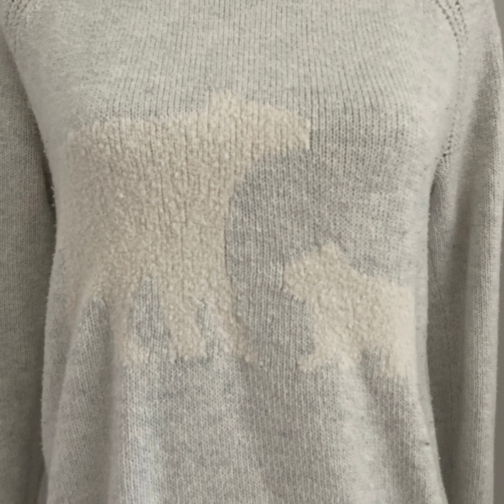 LOFT Knit Mock Neck Sweater sz XS Gray White Sherpa Polar Bear Preppy Clean Girl - Picture 3 of 10